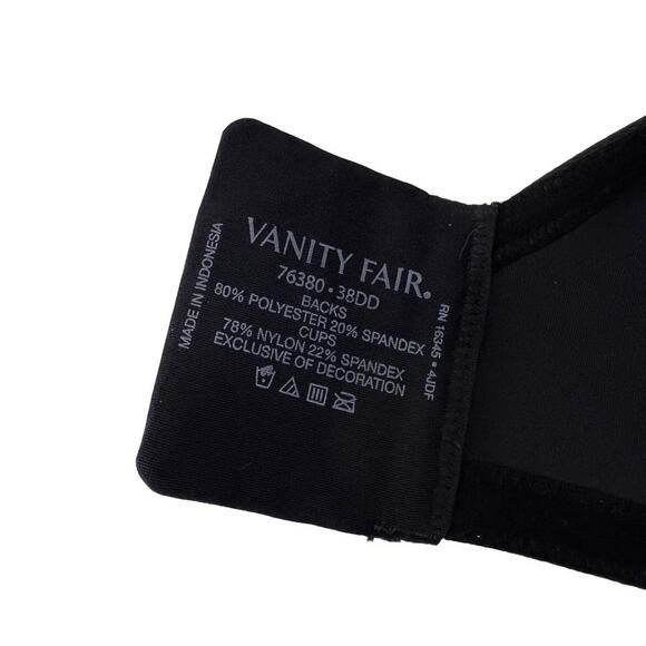 Vanity Fair Beauty Back Full Figure Underwire Bra Black 38DD - Picture 3 of 6